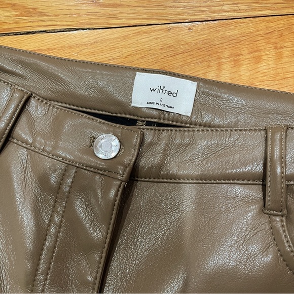 Aritzia Wilfred Womens Melina Pants sz 6 Vegan Leather Inseam 32” Brown WORN 1x - Picture 4 of 12